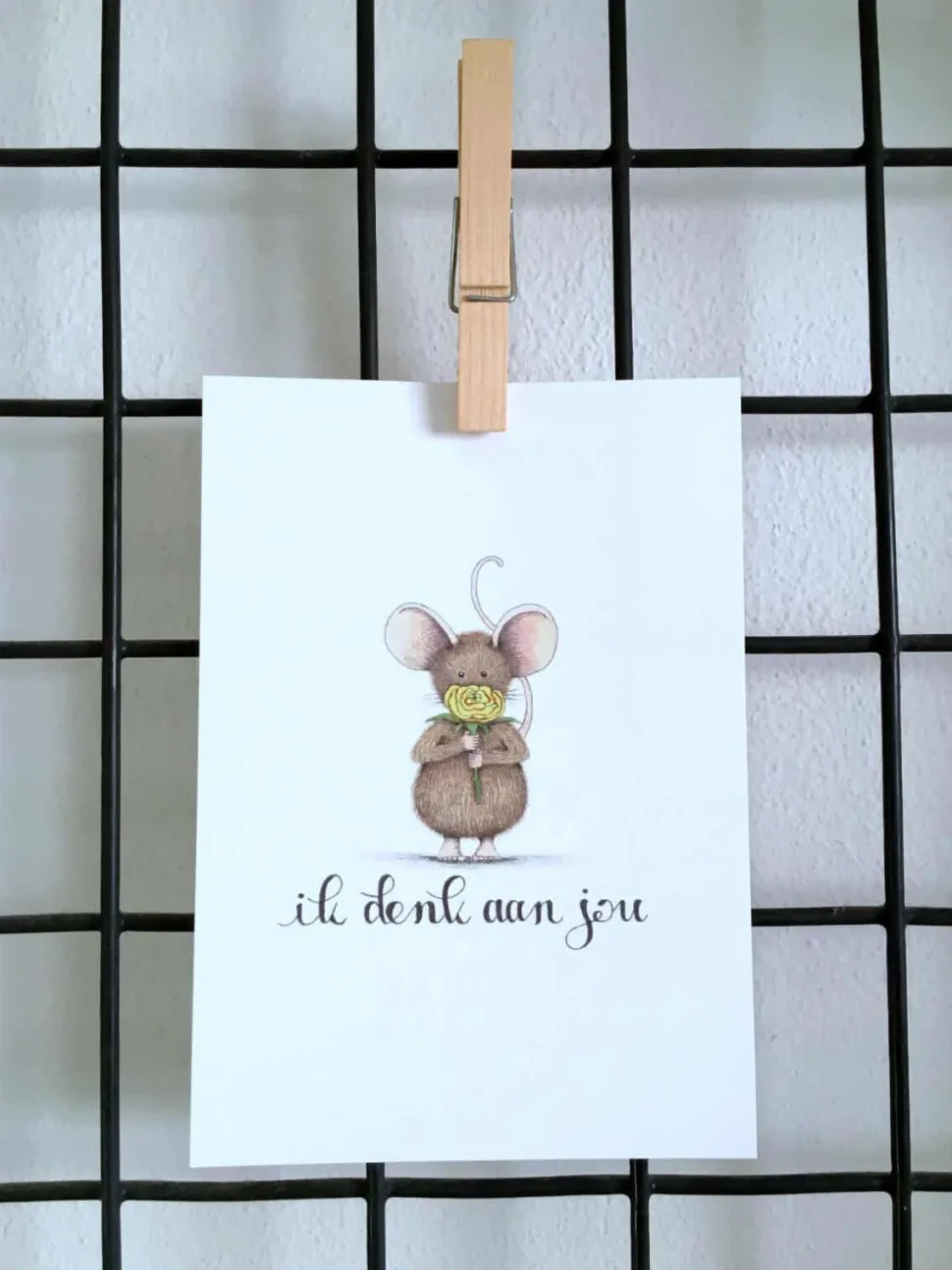 Anillustration Ansichtkaart Muis ik denk aan jou
