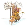 Anillustration Ansichtkaart Schaatsend muisje koek&zopie