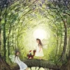Bijdehansje Postkaart Fairies with Squirrel