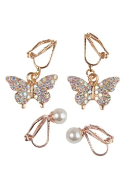 Boutique Butterfly Clip On Earrings, 2 Sets