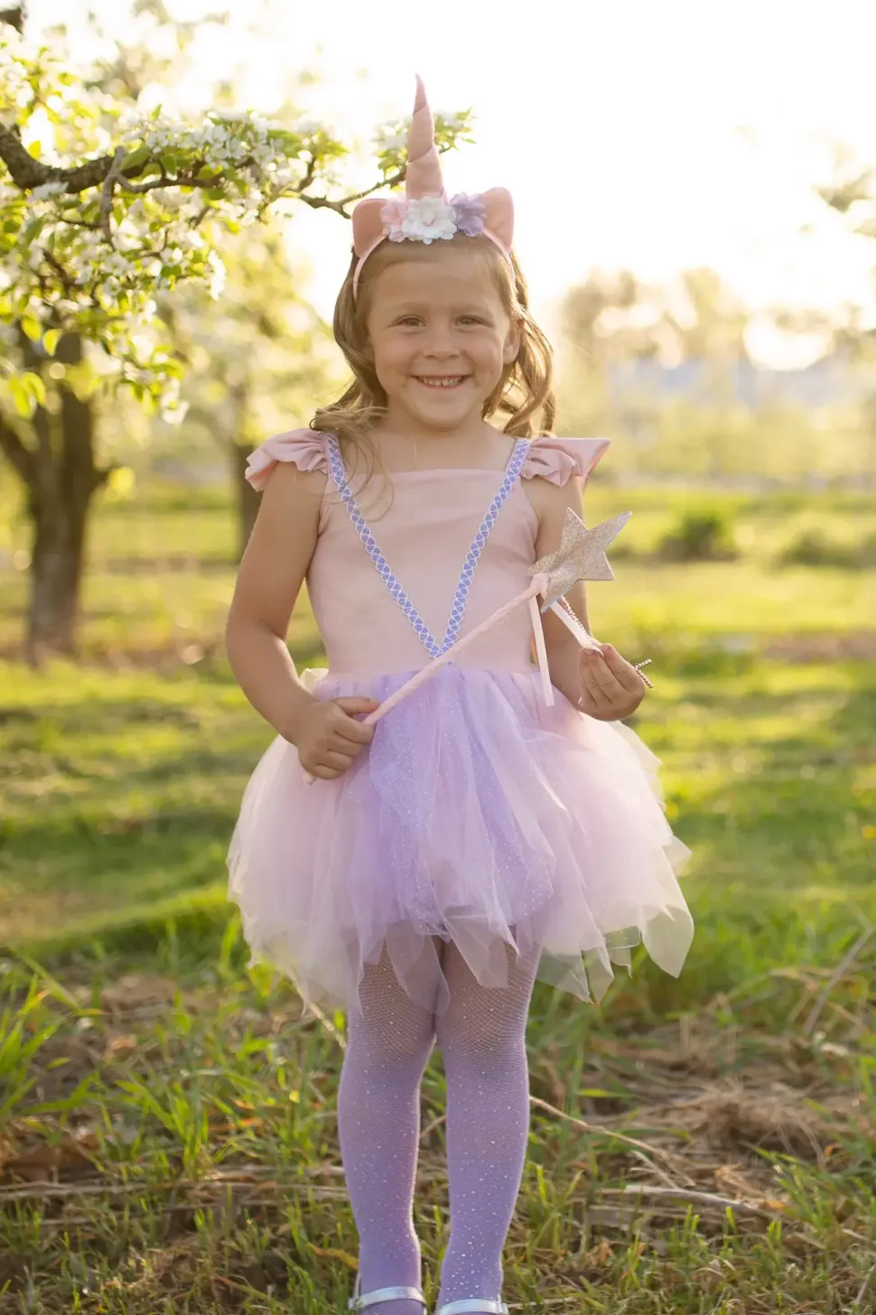 Great Pretenders Shimmer Unicorn Jurk & Diadeem Pink size 5-6