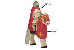 Holztiger Ridder Rode Mantel Zittend op Paard 80246