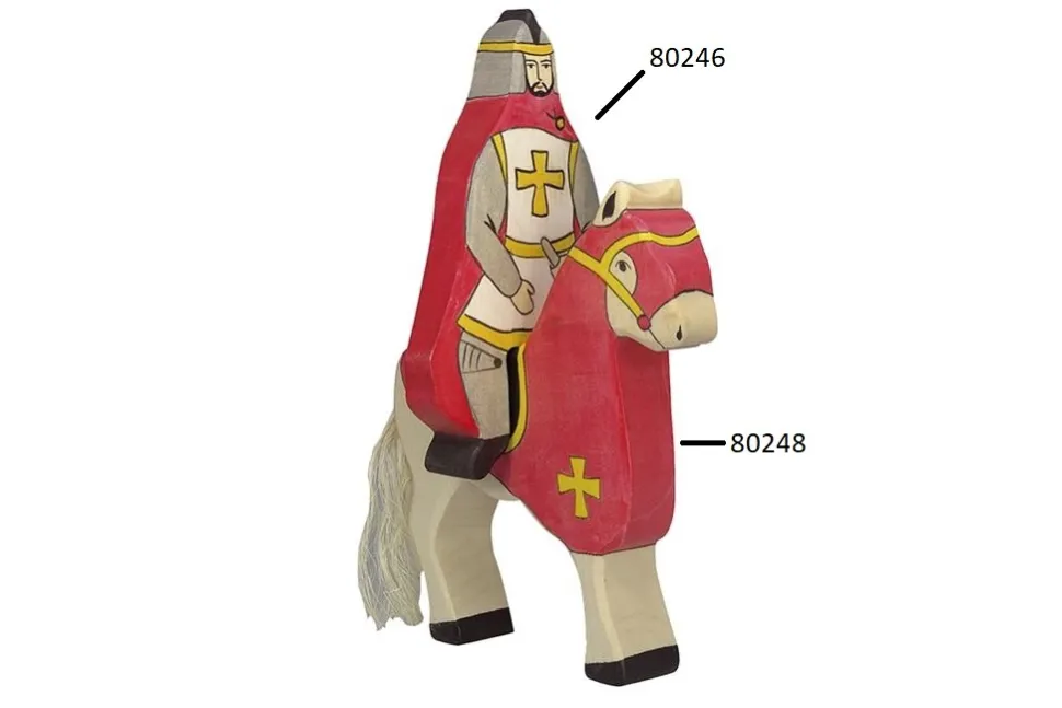 Holztiger Ridder Rode Mantel Zittend op Paard 80246