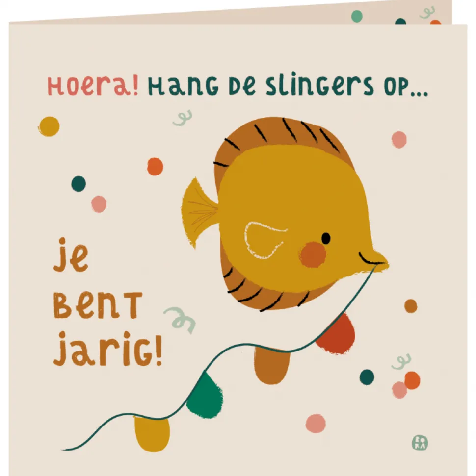 Kaart met envelop Slingers ophangen vis
