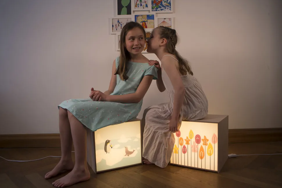 Limundo Kubuslamp Pinguïn Beuken Hout