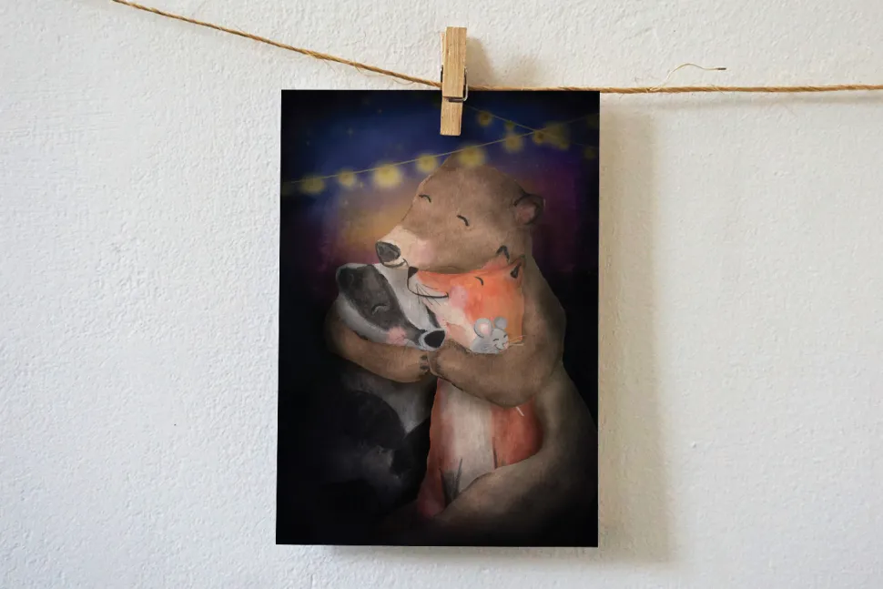 Lotte Drouen Ansichtkaart Lekker knuffelen