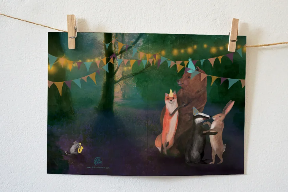 Lotte Drouen Wenskaart Dansende Dieren