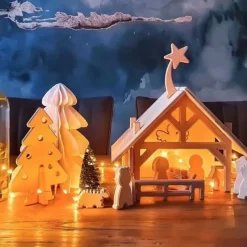 lovelties Kerststal met 12 Figuurtjes Hout
