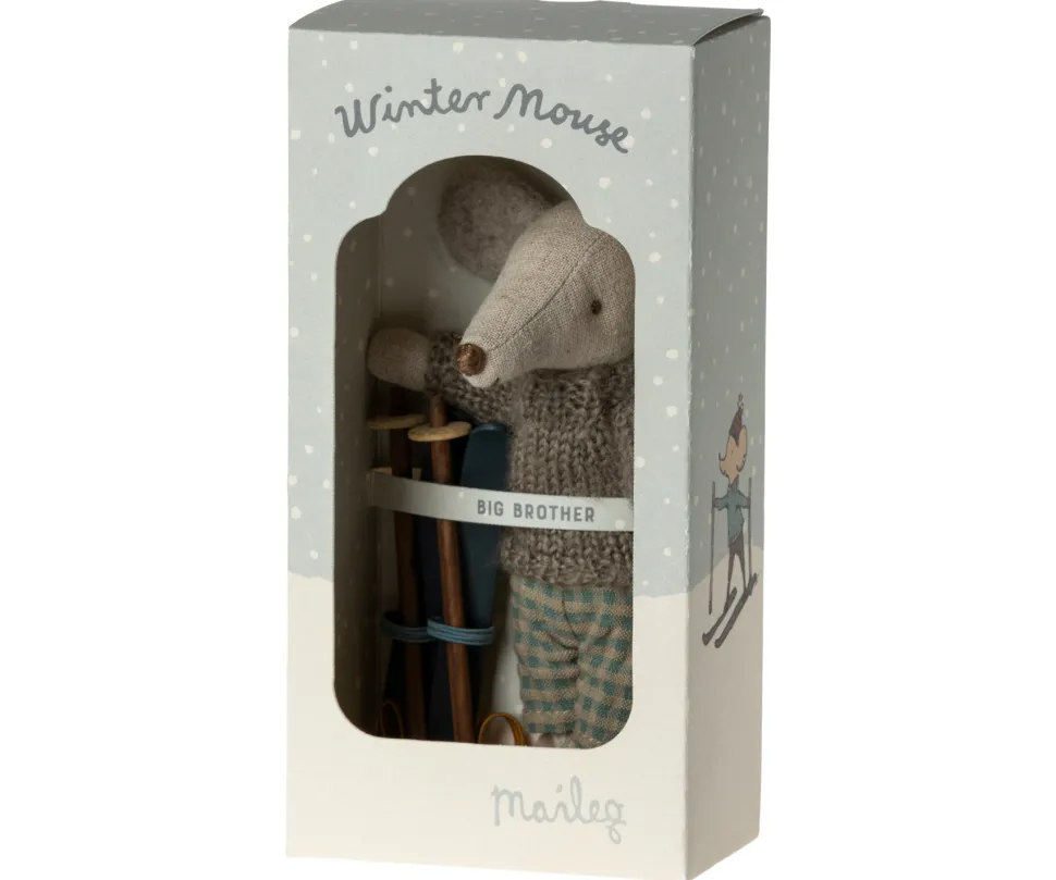 Maileg Knuffelmuis Winter met Skiset Big Brother 13cm