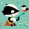 Postkaart Bluegrass banjo badger