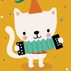 Postkaart Harmonica cat