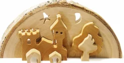 Theelichthouder 3D Slot Kerst Hout