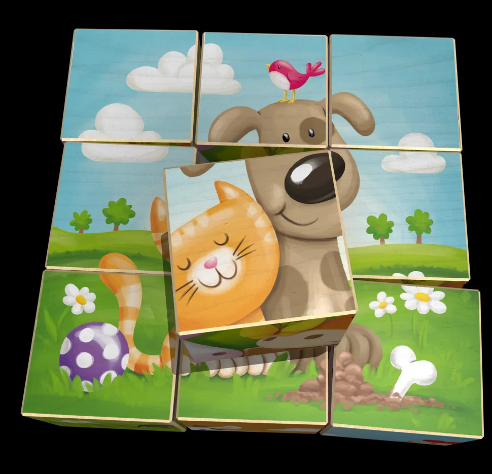 Weizenkorn Blokkenpuzzel Boerderijdieren Hout