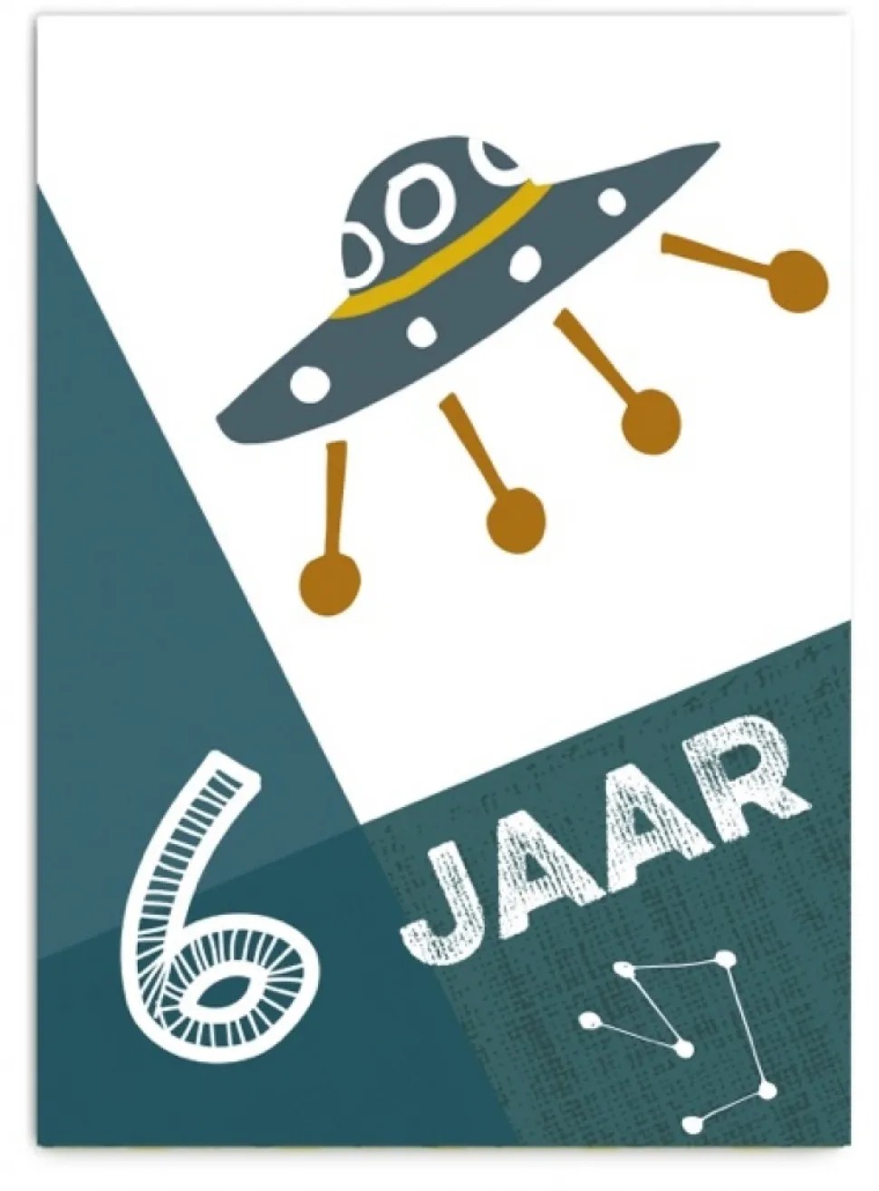 Wenskaart 6 Jaar Ruimteschip